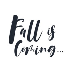 Fototapeta na wymiar Fall is coming, isolated lettering, words design template, vector illustration