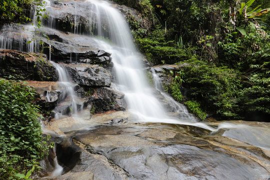 Monthathan waterfall in Chiangmai Thailand. Beautiful waterfall landscape.