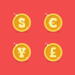 Coins of different currencies