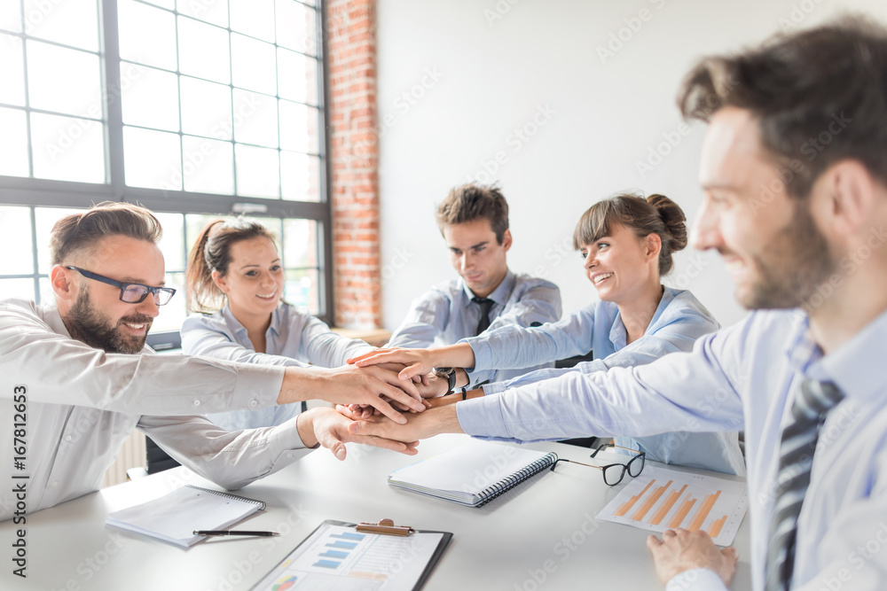 Leinwandbilder stack of hands. unity and teamwork concept.