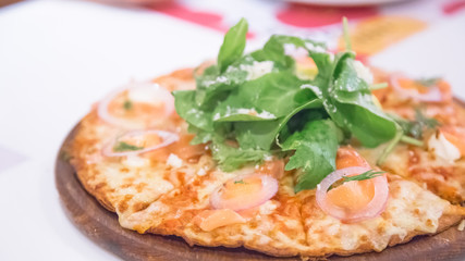 Smoked salmon pizza