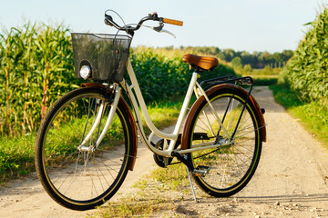 Fototapeta na wymiar Classic styled bicycle in the corn field