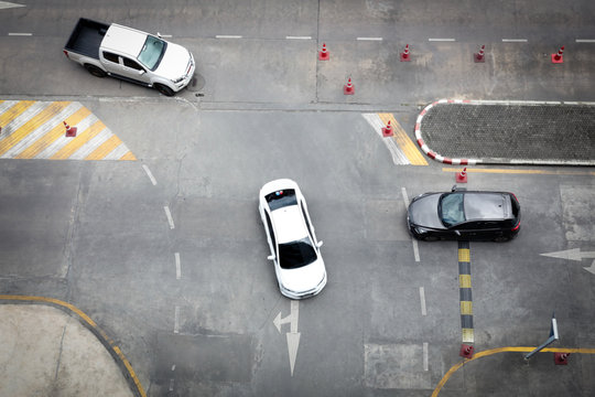 Image Of Street Traffic By View From Above.