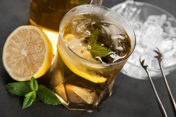 Ice tea with lemon and mint