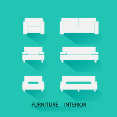 Icons set furniture interior and exterior