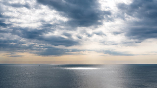 Image of the sea with beautiful blue sky before sunset background
