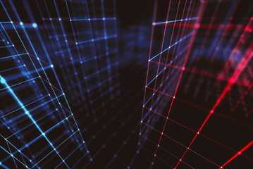 Abstract 3D illustration, conceptual image of structure and connections.