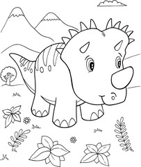 Cute Triceratops Dinosaur Vector Illustration Art