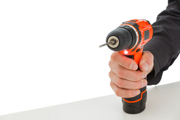 Red screwdriver on a white background