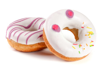 two glazed donut isolated on white background