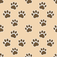 Animals foot track. Seamless pattern. Vector.