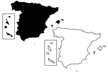 Spain map vector illustration, scribble sketch Spain