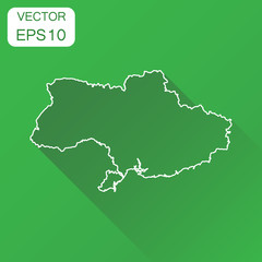 Ukraine map icon. Business cartography concept outline Ukraine pictogram. Vector illustration on green background with long shadow.
