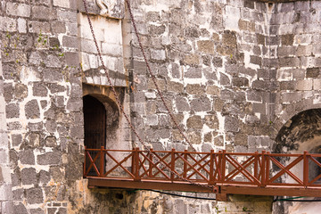Bridge of Castillo de la Real Fuerza, Havana, Cuba. Copy space.