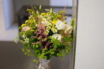 Beautiful wedding bouquet of summer flowers