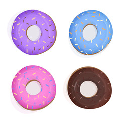 Fototapeta premium Set of donuts with colorfull glaze and frosting