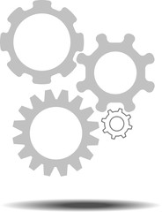 Four gear vector with dropdown shadow