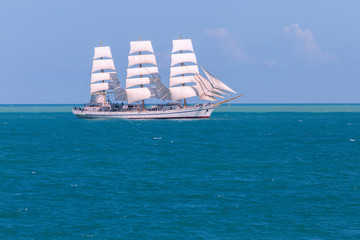 Fototapeta na wymiar Seascape with sailing vessel