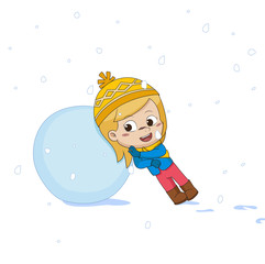 kid playing snow.vector and illustration.
