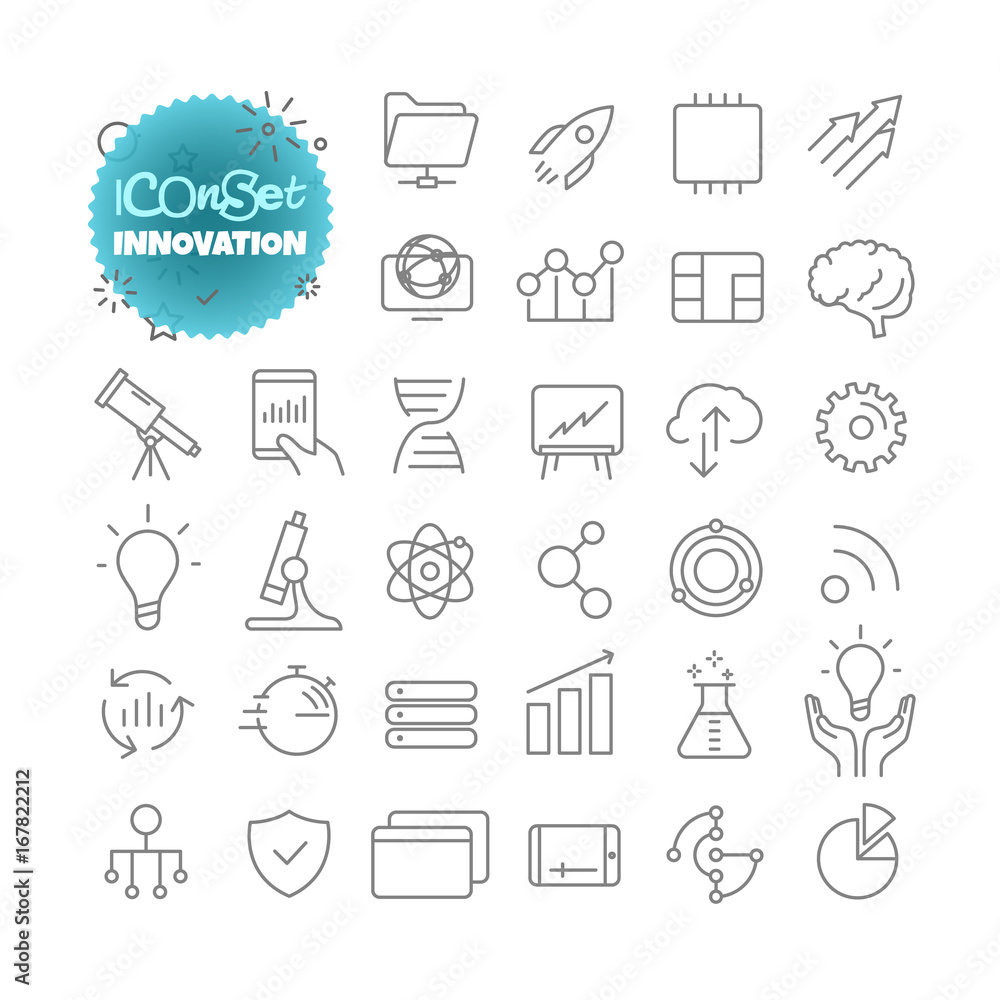 Aufkleber Outline icon set. Vector pictogram set. Innovation