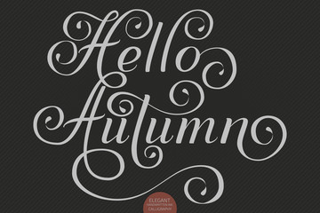 Hand drawn lettering - Hello Autumn. Elegant modern handwritten calligraphy. Vector Ink illustration. Typography poster on dark background. For cards, invitations, prints etc.