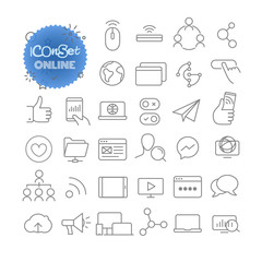 Outline icon set. Vector pictogram set. Online