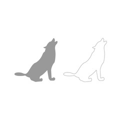 Silhouette of the wolf grey set icon .
