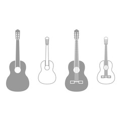 Guitar grey set icon .