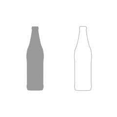 Beer bottle grey set icon .
