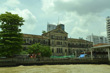 Naklejka premium Bangkok, Chao Praya, Skyline, Klongs