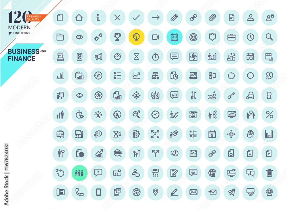 Poster set of modern line icons for business and finance. premium quality icons for web and app design and 