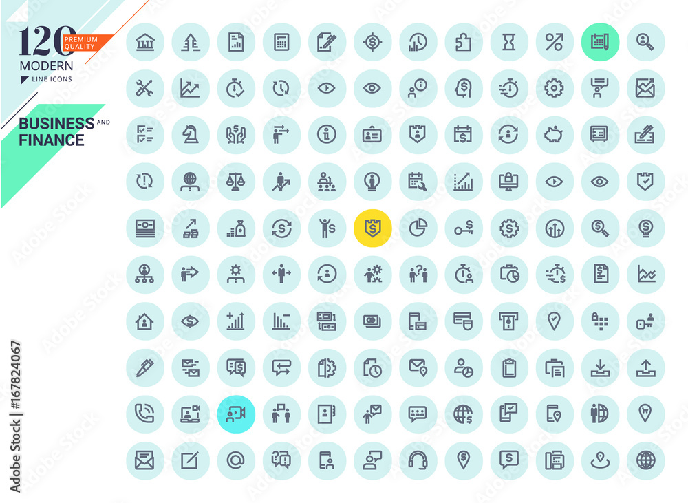 Poster set of modern line icons for business and finance. premium quality icons for web and app design and 