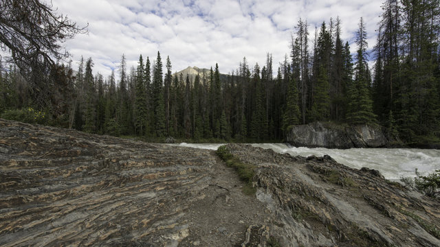 A scene along the Kicking Horse river in Yoho National Park, British Columbia, canada