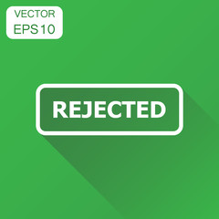 Rejected seal stamp icon. Business concept rejected pictogram. Vector illustration on green background with long shadow.