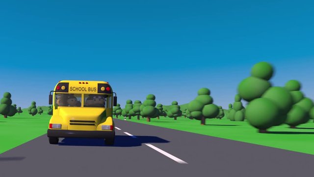 Back to school. School bus goes to school. The children go to school.