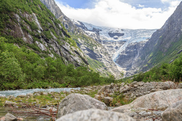 Fototapeta na wymiar The river from the glacier in Norway