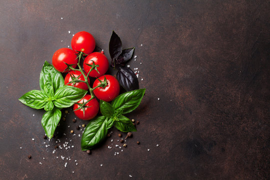 Italian food. Tomato and basil