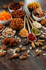 Composition with dried fruits and assorted nuts