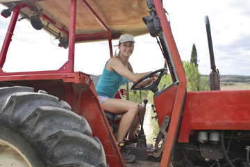 Driving a tractor