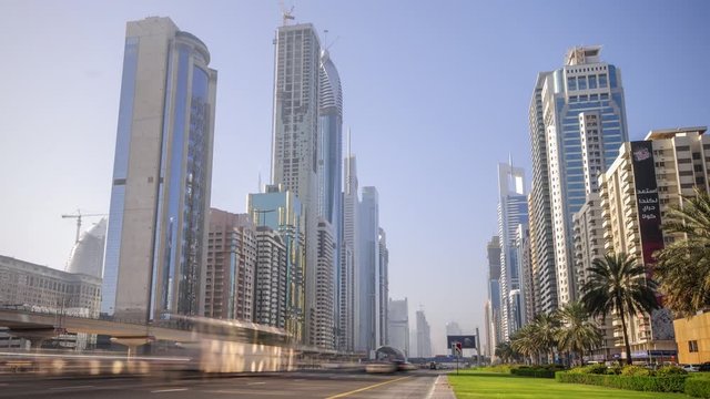 UAE, Dubai, Sheikh Zayed Road (Highway E11), Time Lapse