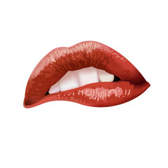 On white background lip gloss pearl lipstick