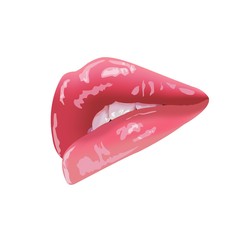 On white background lip gloss pearl lipstick