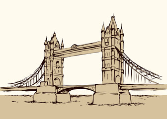 Obraz premium Tower bridge, London, UK. Hand drawn vector illustration