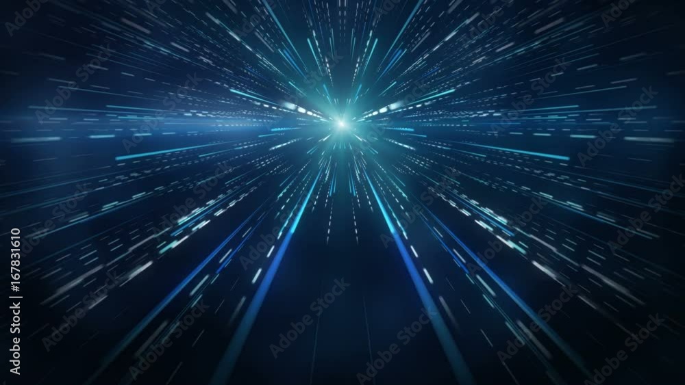 Aufkleber fly in space motion blurred rays. computer generated abstract seamless loop animation 4k (4096x2304)