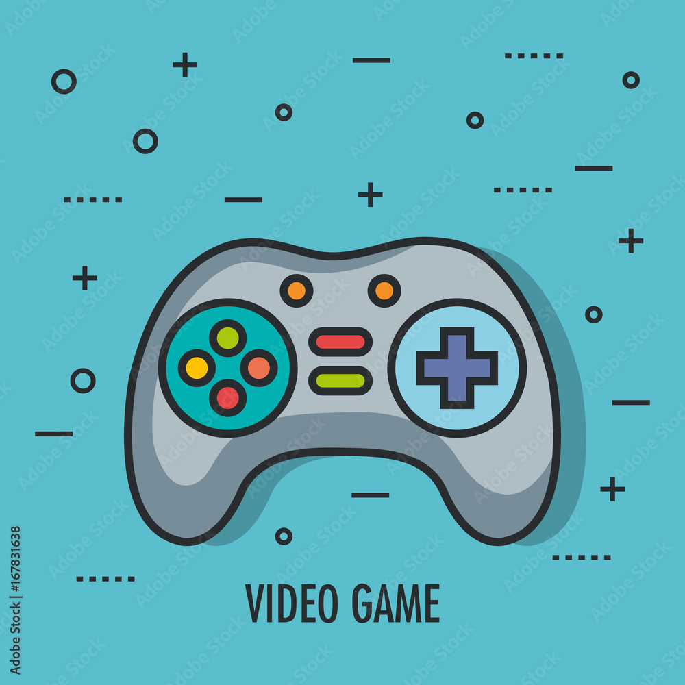 Poster video game controller buttons device technology vector illustration