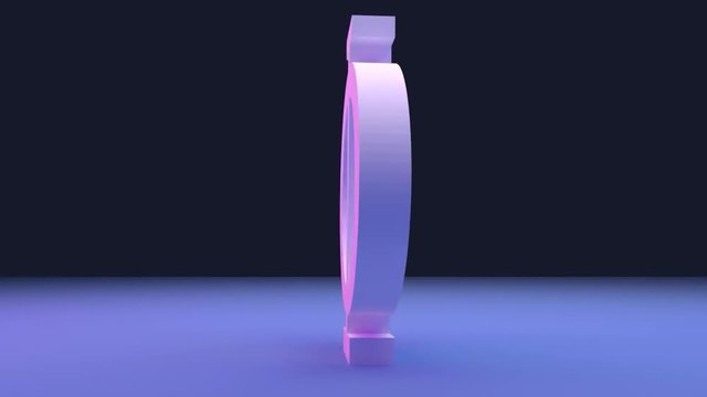 3D-Rendering eines rotierenden, griechischen Gro&szlig;buchstabens PHI auf heller Fl&auml;che und dunklem Hintergrund