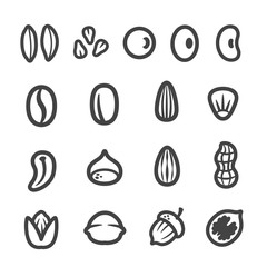 grain,nut,seed thin line icon set