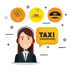 call center operator taxi service app cartoon vector illustration