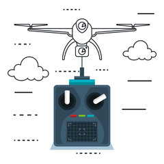 drone with remote control technology icon vector illustration