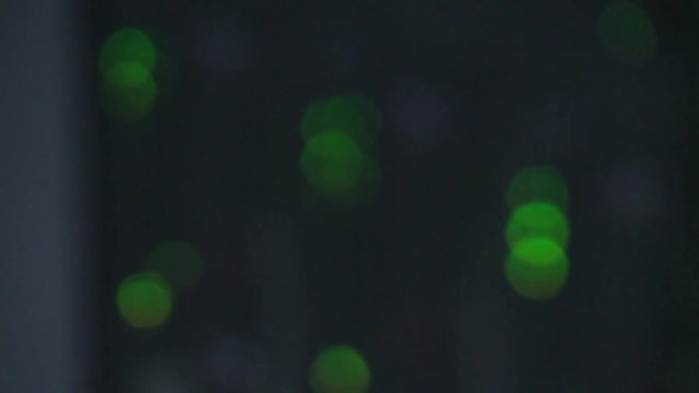 Flashing lights in computer drive, close up